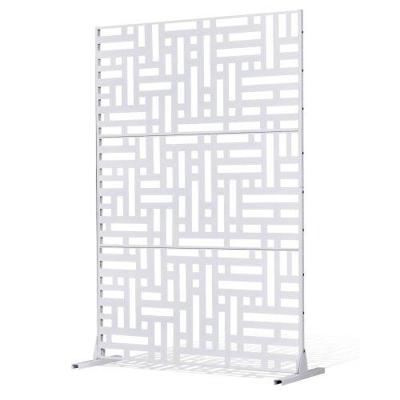VEVOR Screen, 120x50,8x193 cm, vrijstaande buitenwand met standaard, privacyscherm, scheidingswand, kamerverdeler, decoratieve stalen kamerverdeler voor balkon, terras, binnen, whirlpool, wit