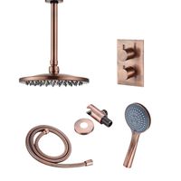 Inbouw Regendouche Set Boss & Wessing Copper met Plafonduitloop en 3 Standen Handdouche Geborsteld Koper 30 cm Boss & Wessing