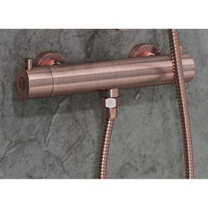 Douchekraan SaniClear Copper | Opbouw | Thermostaatkraan | 1-weg | hoh 15 cm | 2-knops | Rond | Koper