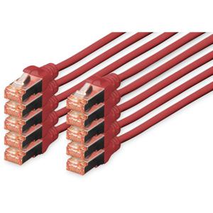 Digitus DK-1644-030-R-10 RJ45 Netwerkkabel, patchkabel CAT 6 S/FTP 3.00 m Rood Folie afscherming, Afscherming totaal, Afgeschermd, Halogeenvrij, Simplex,