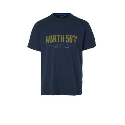 North 56°4 +size T-shirt met tekst marine