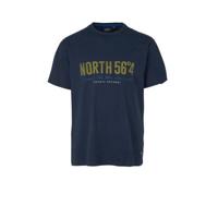 North 56°4 +size T-shirt met tekst marine