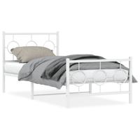 Bedframe met hoofd- en voeteneinde metaal wit 90x190 cm