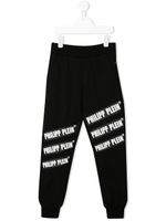 Philipp Plein Junior pantalon de jogging à logo contrastant - Noir