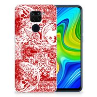 Silicone Back Case Xiaomi Redmi Note9 Angel Skull Rood