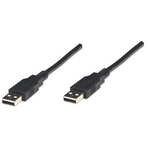 Manhattan USB-kabel USB 2.0 USB-A stekker, USB-A stekker 1.80 m Zwart UL gecertificeerd, Vergulde steekcontacten 306089