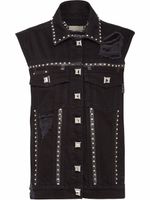 Philipp Plein gilet en jean à clous - Noir - thumbnail