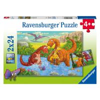 Ravensburger Legpuzzel Spelende Dino&apos;s, 2x24st. - thumbnail