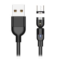 USB2.0 / MicroUSB Draaibare Magnetische Oplaadkabel 2m - Zwart