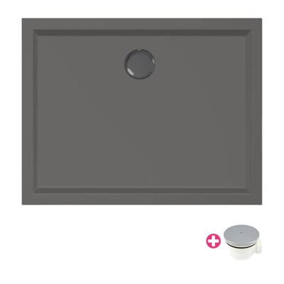 Douchebak Xenz Mariana | 90x70x4 cm | Incl.Afvoersifon-Chroom | Acryl | Rechthoekig | Antraciet mat Douchebak Xenz Mariana | 90x70x4 cm | Incl.Afvoersifon-Chroom | Acryl | Rechthoekig | Antraciet mat