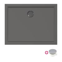 Douchebak Xenz Mariana | 90x70x4 cm | Incl.Afvoersifon-Chroom | Acryl | Rechthoekig | Antraciet mat