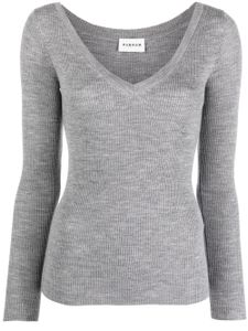 P.A.R.O.S.H. V-neck ribbed wool jumper - Gris