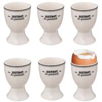 Bellatio Design Eierdopjes Bistrot - set van 6x - porselein - wit - 5 x 7 cm   -