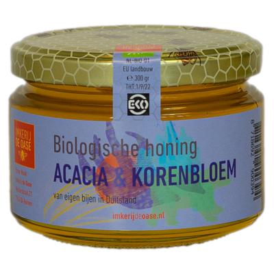 Imkerij de Oase Biologische Acacia & Korenbloem Honing 300 Gram