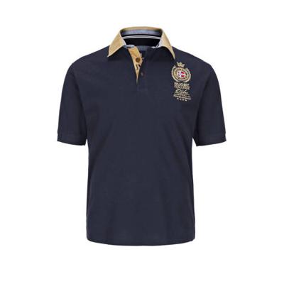 Jan Vanderstorm loose fit polo Plus Size JOAKIM met printopdruk donkerblauw Jan Vanderstorm loose fit polo Plus Size JOAKIM met printopdruk donkerblauw