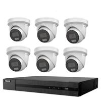 HiLook IK-4248TH-MH/P PoE complete set voor videobewaking - 1x 4-kanaals netwerk videorecorder met PoE, HDMI en VGA-uitgang en 4x 8 MP PoE Turret bewakingscamera's