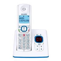 ALCATEL F530 Voice – draadloze DECT-telefoon met antwoordapparaat – groot display met achtergrondverlichting – handsfree – oproepblokkeringsfunctie – 2 directe geheugentoetsen – wit/blauw