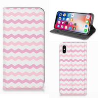 Apple iPhone Xs Max Hoesje met Magneet Waves Roze - thumbnail