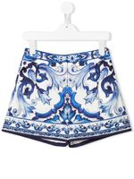 Dolce & Gabbana Kids short à imprimé Majolica - Bleu