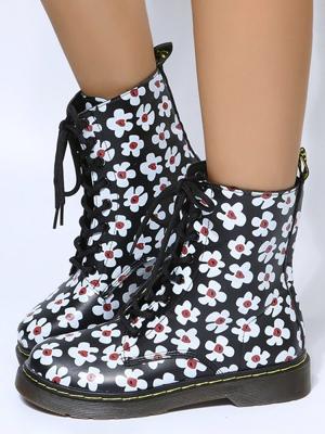 Womens's Plus Size Cat Printing Martin Boots