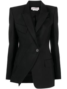 Alexander McQueen blazer en laine à design asymétrique - Noir