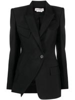 Alexander McQueen blazer en laine à design asymétrique - Noir - thumbnail