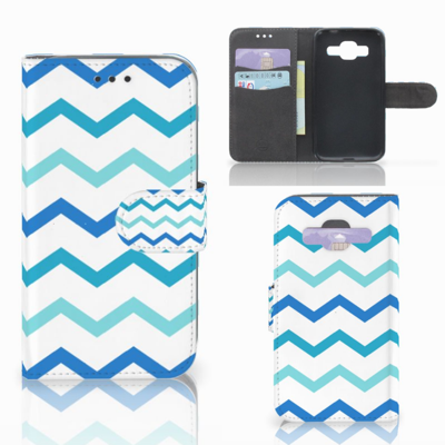 Samsung Galaxy Core Prime Telefoon Hoesje Zigzag Blauw Samsung Galaxy Core Prime Telefoon Hoesje Zigzag Blauw