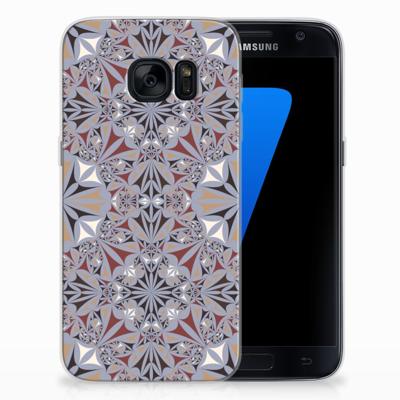 Samsung Galaxy S7 TPU Siliconen Hoesje Flower Tiles Samsung Galaxy S7 TPU Siliconen Hoesje Flower Tiles