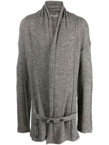 Yohji Yamamoto cardigan long à taille ceinturée - Gris