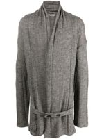 Yohji Yamamoto cardigan long à taille ceinturée - Gris - thumbnail