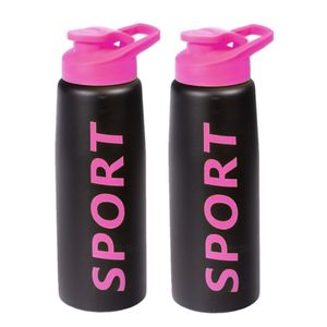 2x stuks bidon drinkflessen/waterflessen fuchsia roze 850 ml