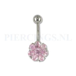 Navelpiercing bloem roze