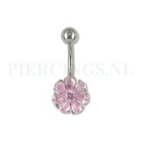 Navelpiercing bloem roze - thumbnail