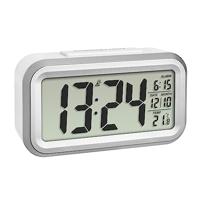 TFA Dostmann zendergestuurde wekker Lumio Plus, 60.2553.02, automatische achtergrondverlichting, wekalarm met snooze functie, met binnentemperatuur en datum, wit/zilver, (l) 138 x (b) 48 x (h) 79 mm