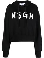 MSGM hoodie crop en coton à logo imprimé - Noir - thumbnail