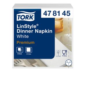 Dinnerservetten Tork Premium LinStyleÃƒâ€šÃ‚Â® 1/8 gevouwen 1-laags 50 st wit 478145