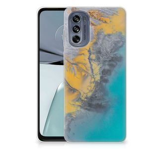 Motorola Moto G62 5G TPU Siliconen Hoesje Marble Blue Gold