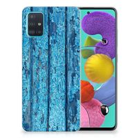 Samsung Galaxy A51 Bumper Hoesje Wood Blue