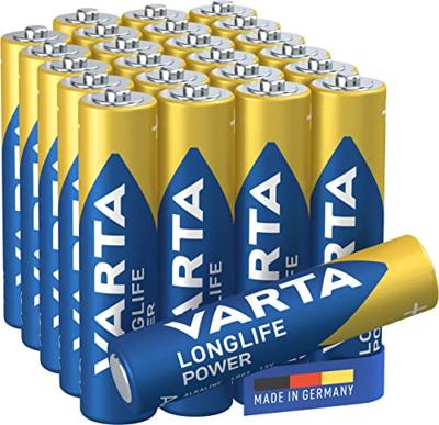 Varta Longlife Power AAA Micro LR03 batterij (verpakking met 24 stuks) Alkaline Batterijideaal voor speelgoed zaklamp controller en andere apparaten op batterijen, blauw, metallic