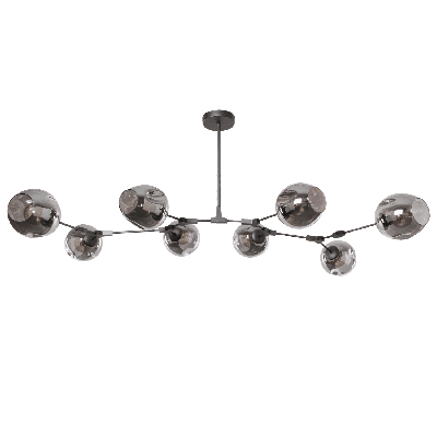 Moderne Hanglamp Laurenzo 160 cm 8 Lichts Antraciet Met Fume Glas