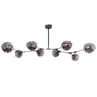 Moderne Hanglamp Laurenzo 160 cm 8 Lichts Antraciet Met Fume Glas