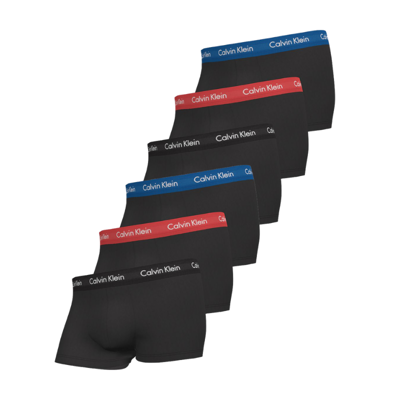 Calvin Klein 6-pack boxershorts trunk - zwart/rood/blauw Calvin Klein 6-pack boxershorts trunk - zwart/rood/blauw