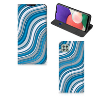 Samsung Galaxy A22 5G Hoesje met Magneet Waves Blue - thumbnail