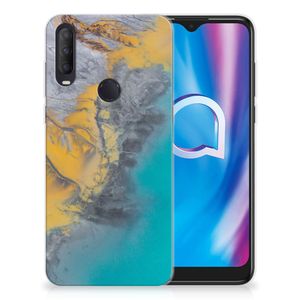 Alcatel 1S (2020) TPU Siliconen Hoesje Marble Blue Gold