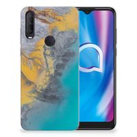 Alcatel 1S (2020) TPU Siliconen Hoesje Marble Blue Gold