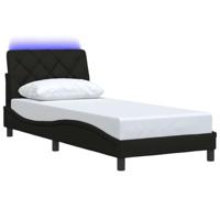 vidaXL Bedframe met LED zonder matras 80x200 cm stof zwart, bed, bed ombouw, eenpersoonsbed, bedbodem, slaapkamermeubel, 1 persoonsbed, logeerbed