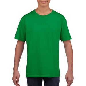 Groen basic t-shirt met ronde hals voor kinderen / unisex van katoen