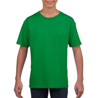 Groen basic t-shirt met ronde hals voor kinderen / unisex van katoen - thumbnail