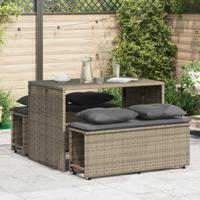 3-delige Tuinset met kussens poly rattan grijs - thumbnail