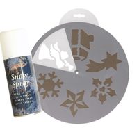 Sneeuwspray kerst raamsjablonen 6 stuks met sneeuwspray   - - thumbnail